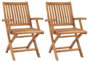 vidaXL Cadeiras de jardim dobráveis 2 pcs madeira de teca maciça