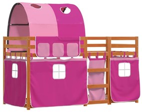 Beliche com cortinas 80x200 cm madeira de pinho maciça rosa