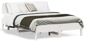 Cama sem colchão 140x190 cm madeira de pinho maciça branco