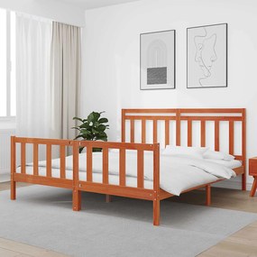 vidaXL Estrutura da Cama com cabeceira 2 pcs Marrom Cera 180 x 200 cm