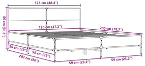 Estrutura de cama 120x200 cm derivados madeira/metal