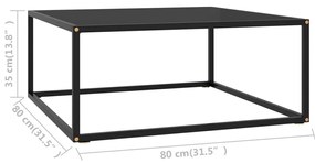 Mesa de centro 80x80x35 cm vidro preto