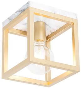 Luminária de teto industrial dourada com mármore - Cage Industrial