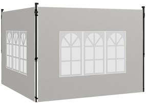 Outsunny Conjunto de 2 Paredes Laterais para Tendas de 3x3m e 3x6m Paredes Laterais com Janelas Transparentes 293x193cm Branco