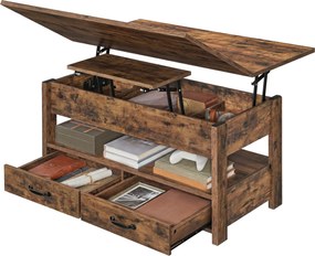 Mesa de centro, mesa de sala de estar 50 x 100 x 49,1 cm/64,1 cm castanho vintage