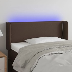 vidaXL Cabeceira cama c/ LED 103x16x78/88 cm couro artificial castanho