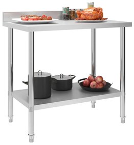 Mesa cozinha rebordo antissalpicos 100x60x93 cm aço inoxidável