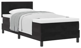 Cama Box Spring vidaXL com Colchão Preto Solteiro Veludo