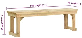 Banco de jardim 140 cm pinho impregnado