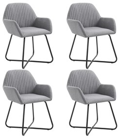 vidaXL Cadeiras de jantar 4 pcs tecido cinzento-claro