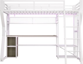 Cama alta para colchão 90×200 cm, Branco | AOSOM Portugal
