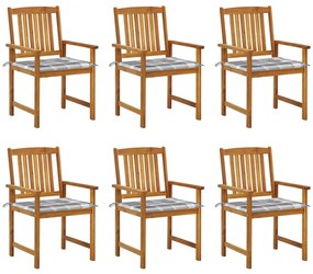 vidaXL Cadeiras de jardim com almofadões 6 pcs acácia maciça