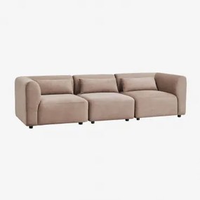 Sofá Modular De 3 Peças Fogler Bombazina Camelo Castanho - Sklum
