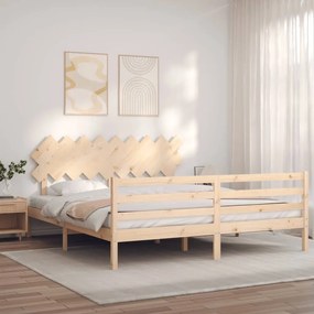 Estrutura de cama Super King Size com cabeceira madeira maciça