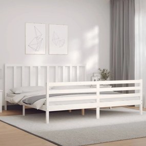 Cama sem colchão 200x200 cm madeira de pinho maciça branco