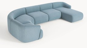 Sofá de canto modular comprido em bouclé Sofia