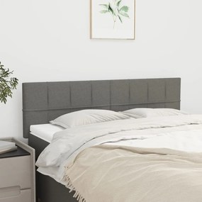 vidaXL Cabeceira de cama 2 pcs tecido 72x5x78/88 cm cinzento-escuro