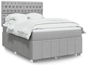 vidaXL Cama com molas/colchão 140x200 cm tecido cinzento-claro