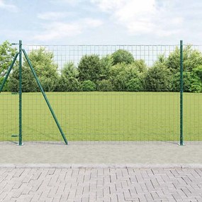 vidaXL Cerca Euro com 7 postes flangiados 1,6x10 m de aço galvanizado