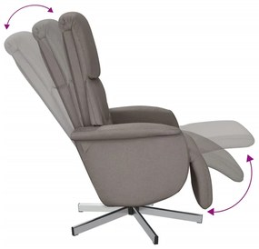 Cadeira reclinável com apoio de pés tecido cinzento-acastanhado