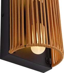 Candeeiro de Parede Japandi Laranja com Preto e Corda IP44 - Jayla