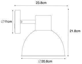 Candeeiro de parede industrial exterior cinzento escuro redondo IP44 - Natas Industrial