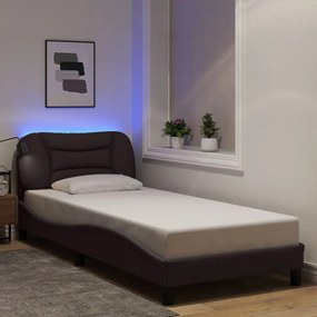 Estrutura de cama com LED sem colchão 90x200 cm tecido