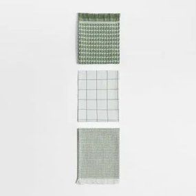 Conjunto De 3 Panos De Cozinha Em Algodão Bijana Baía Verde - Sklum