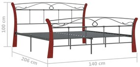Estrutura de cama 140x200 cm metal preto