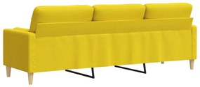 Sofá 3 lug. c/ almofadas decorativas 210cm tecido amarelo-claro