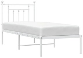 Estrutura de cama com cabeceira 75x190 cm metal branco