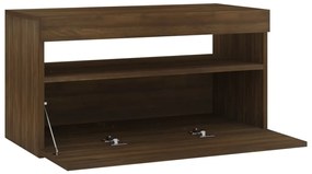 Móvel de TV com luzes LED 75x35x40 cm carvalho castanho