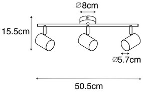 Candeeiro de tecto moderno aço 3 luzes ajustáveis - JEANA Moderno