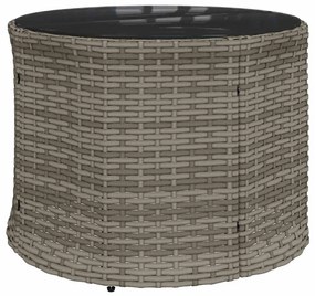 Sofá de jardim com mesa e almofadões semicircular vime PE cinza