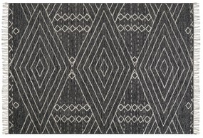 Tapete em algodão preto e branco 160 x 230 cm KHENIFRA Beliani