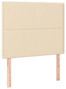 Cama box spring c/ colchão e LED 80x200 cm tecido cor creme