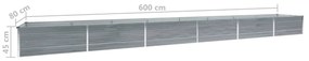 Canteiro elevado jardim aço galvanizado 600x80x45 cm cinzento