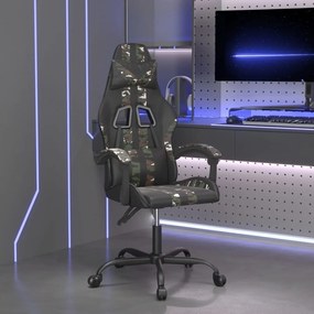 vidaXL Cadeira gaming couro artificial preto e camuflado