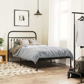 vidaXL Estrutura de cama com cabeceira 100x200 cm metal preto