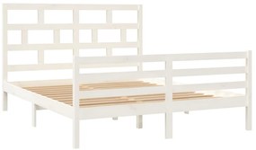 Estrutura de cama 160x200 cm madeira de pinho maciça branco