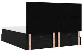 Estrutura de cama otomana com colchões 160x200 cm veludo preto