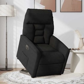 Poltrona reclinável elevatória elétrica tecido microfibra preto