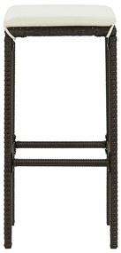 5 pcs conjunto de bar para jardim com almofadões castanho