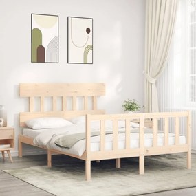 vidaXL Estrutura de cama de casal c/ cabeceira madeira maciça