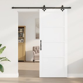 Porta Deslizante vidaXL com Conjunto de Ferragens Branca 86x211 cm Mad
