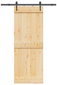 VidaXL Porta de correr com ferragens 80x210 cm madeira de pinho maciça
