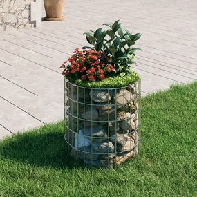 vidaXL Canteiro elevado/cesto gabião em poste Ø50x50cm aço galvanizado