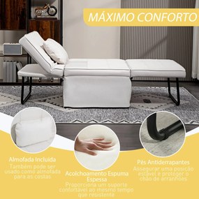 Sofá-Cama "Açores" 3 em 1 - Branco Gelo - 95x179x78 cm - Linho e Metal