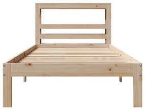 Estrutura de cama com cabeceira 75x190 cm pinho maciço