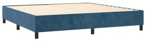 Cama box spring c/ colchão/LED 200x200 cm veludo azul-escuro